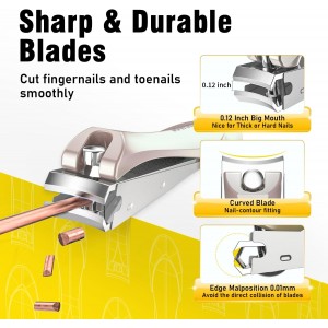 Nail Clipper Set,Premium Stainless Steel Fingernail and Toenail Clipper Cutters with Nail File and Catcher, Sharp Effortless Nail Clippers Tools for Men & Women