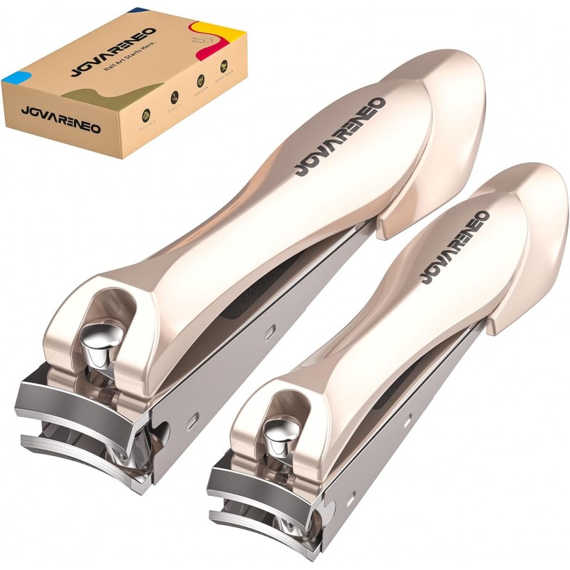 Nail Clipper Set,Premium Stainless Steel Fingernail and Toenail Clipper Cutters with Nail File and Catcher, Sharp Effortless Nail Clippers Tools for Men & Women