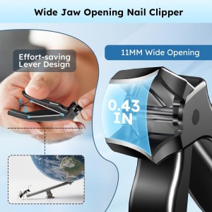 Toenail Clippers for Seniors, Angled Head Large Toe Nail Clippers for Thick Toenails, Wide Jaw Eagle Beak Clippers for Ingrown Nails, Anti-Splash Cutter with Curved Blade, Cuticle Clippers