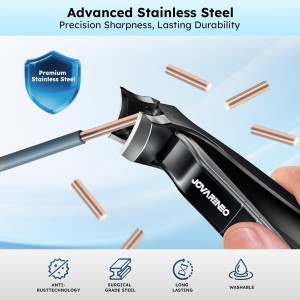 Toenail Clippers for Seniors, Angled Head Large Toe Nail Clippers for Thick Toenails, Wide Jaw Eagle Beak Clippers for Ingrown Nails, Anti-Splash Cutter with Curved Blade, Cuticle Clippers