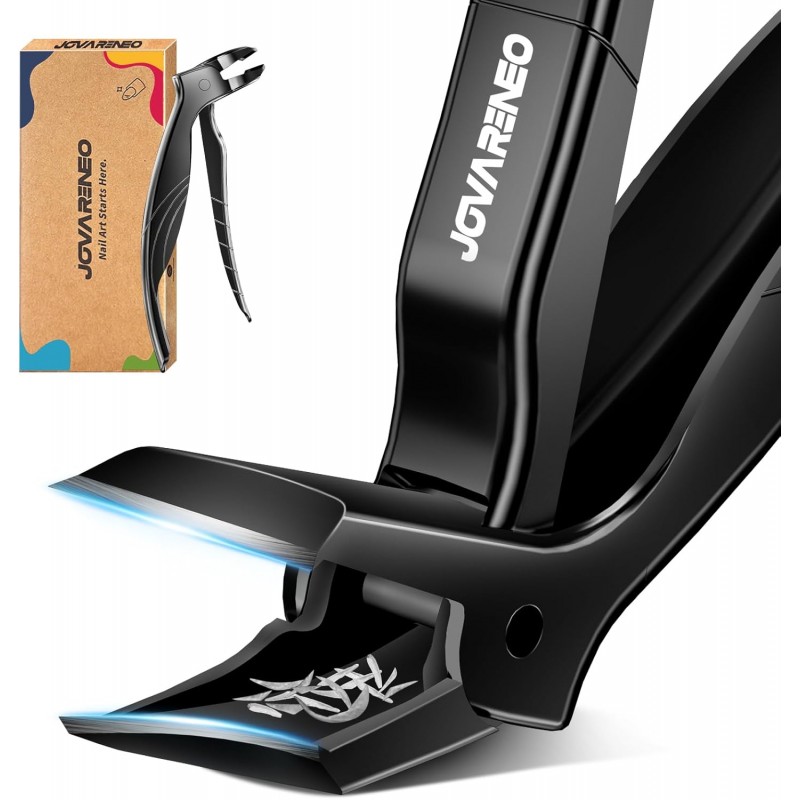 Toenail Clippers for Seniors, Angled Head Large Toe Nail Clippers for Thick Toenails, Wide Jaw Eagle Beak Clippers for Ingrown Nails, Anti-Splash Cutter with Curved Blade, Cuticle Clippers