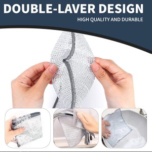 Double Layer Steel Wire Dishcloth, 20 Pcs Double-Layer Steel Wire Cleaning Cloth,Powerful Cleaning Non-Scratch Wire Dishcloth Rag for Cookware, Sinks, Dishes, Stove Tops (7.87''x7.87'') New Upgrade