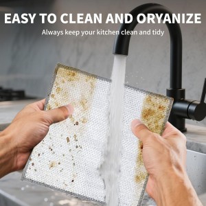 Double Layer Steel Wire Dishcloth, 20 Pcs Double-Layer Steel Wire Cleaning Cloth,Powerful Cleaning Non-Scratch Wire Dishcloth Rag for Cookware, Sinks, Dishes, Stove Tops (7.87''x7.87'') New Upgrade