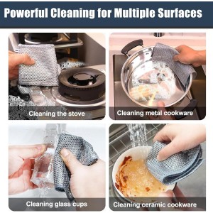 Double Layer Steel Wire Dishcloth, 20 Pcs Double-Layer Steel Wire Cleaning Cloth,Powerful Cleaning Non-Scratch Wire Dishcloth Rag for Cookware, Sinks, Dishes, Stove Tops (7.87''x7.87'') New Upgrade