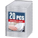 Double Layer Steel Wire Dishcloth, 20 Pcs Double-Layer Steel Wire Cleaning Cloth,Powerful Cleaning Non-Scratch Wire Dishcloth Rag for Cookware, Sinks, Dishes, Stove Tops (7.87''x7.87'') New Upgrade