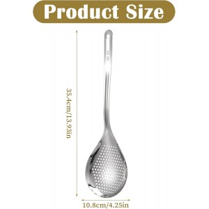 Skimmer Slotted Spoon, 304 Stainless Steel Spider Strainer Ladle Spoon, Pasta Strainer Spoon Colander for Kitchen Cooking Frying Skim Grease Gravy and Foam
