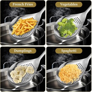 Skimmer Slotted Spoon, 304 Stainless Steel Spider Strainer Ladle Spoon, Pasta Strainer Spoon Colander for Kitchen Cooking Frying Skim Grease Gravy and Foam