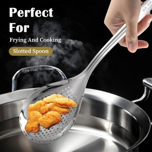 Skimmer Slotted Spoon, 304 Stainless Steel Spider Strainer Ladle Spoon, Pasta Strainer Spoon Colander for Kitchen Cooking Frying Skim Grease Gravy and Foam