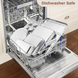 E-far 9-Piece Baking Pan Set, Stainless Steel Bakeware Sets for Sheet Cake Cookie Loaf Muffin, Include Baking Sheet, Round Square Rectangle Baking Pan & Cooling Rack, Dishwasher Safe