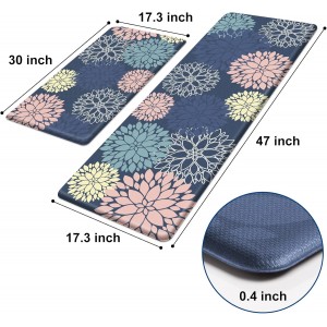 StepLively Kitchen Mats, 2 PCS Cushioned Anti-Fatigue Floral Pattern, Oeko-TEX Certified Washable Non-Slip Standing Mats for Kitchen, Office, Sink & Laundry (17.3