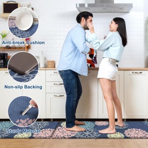 StepLively Kitchen Mats, 2 PCS Cushioned Anti-Fatigue Floral Pattern, Oeko-TEX Certified Washable Non-Slip Standing Mats for Kitchen, Office, Sink & Laundry (17.3