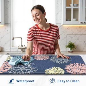 StepLively Kitchen Mats, 2 PCS Cushioned Anti-Fatigue Floral Pattern, Oeko-TEX Certified Washable Non-Slip Standing Mats for Kitchen, Office, Sink & Laundry (17.3