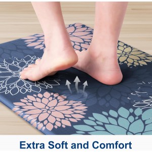 StepLively Kitchen Mats, 2 PCS Cushioned Anti-Fatigue Floral Pattern, Oeko-TEX Certified Washable Non-Slip Standing Mats for Kitchen, Office, Sink & Laundry (17.3
