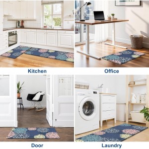 StepLively Kitchen Mats, 2 PCS Cushioned Anti-Fatigue Floral Pattern, Oeko-TEX Certified Washable Non-Slip Standing Mats for Kitchen, Office, Sink & Laundry (17.3