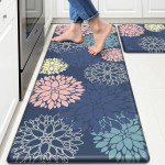 StepLively Kitchen Mats, 2 PCS Cushioned Anti-Fatigue Floral Pattern, Oeko-TEX Certified Washable Non-Slip Standing Mats for Kitchen, Office, Sink & Laundry (17.3