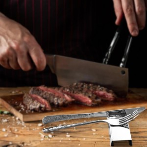 YellRin Knife Spoon Rests Stainless Steel Spoon Fork Knife Rest Rack Flatware Holder Set of 4 for Dining Table Hotel Restaurant