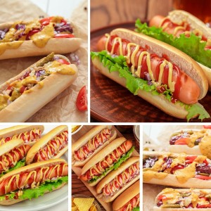 Silicone Hot Dog Bun Pans for Baking, 3-Cavity Nonstick French Baguette Bread Molds, Terracotta Orange, Set of 2