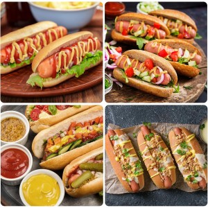 Silicone Hot Dog Bun Pans for Baking, 3-Cavity Nonstick French Baguette Bread Molds, Terracotta Orange, Set of 2