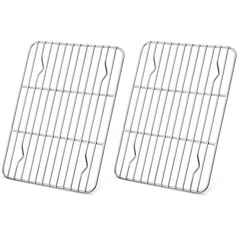 2 Pack Cooling Rack for Baking, Homikit 8.7 * 6.3 Inch Small Stainless Steel Metal Roasting Grilling Cooking Racks, Fits Small Toaster Oven, Dishwasher Safe, Heavy duty & Rust Resistant