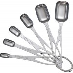 6PCS Narrow Measuring Spoons Set, Stainless Steel Measuring Spoon Fits in Spice Jars, Metal Teaspoon Measuring Spoons, Rectangular Tablespoon, Long Measuring Spoons for Dry & Liquid Ingredients