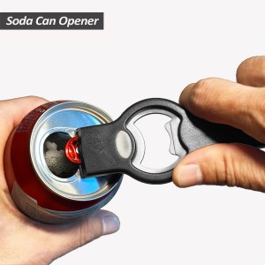 2-in-1 Magnetic Soda Can & Beer Bottle Opener-Dual Magnets for Fridge & Cap Catcher, Heavy Duty Stainless Steel, Perfect for Big Hands,Long nails, RV, Bartender, Gift for Father, Black, Openpro 2 Pack