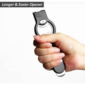 2-in-1 Magnetic Soda Can & Beer Bottle Opener-Dual Magnets for Fridge & Cap Catcher, Heavy Duty Stainless Steel, Perfect for Big Hands,Long nails, RV, Bartender, Gift for Father, Black, Openpro 2 Pack