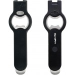 2-in-1 Magnetic Soda Can & Beer Bottle Opener-Dual Magnets for Fridge & Cap Catcher, Heavy Duty Stainless Steel, Perfect for Big Hands,Long nails, RV, Bartender, Gift for Father, Black, Openpro 2 Pack