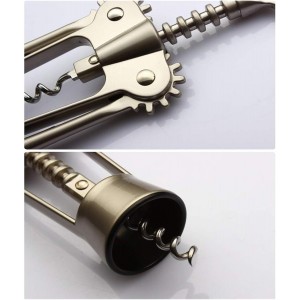 Wing Corkscrew for Red Wine Beer, Wing Corkscrew Zinc Alloy Bottle Opener Built-in Beer Cap Opener