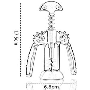 Wing Corkscrew for Red Wine Beer, Wine Bottle Opener Wing Corkscrew Zinc Alloy and Rubber