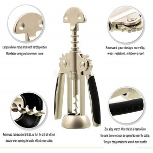 Wing Corkscrew for Red Wine Beer, Wine Bottle Opener Wing Corkscrew Zinc Alloy and Rubber