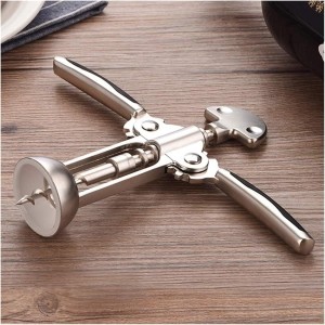 Wing Corkscrew for Red Wine Beer, Wine Bottle Opener Wing Corkscrew Zinc Alloy and Rubber