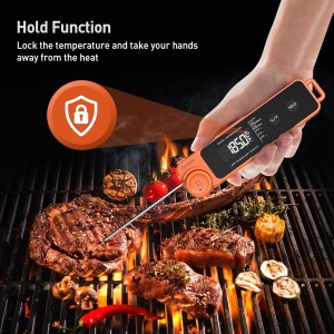 0.5 Sec Instant Read Meat Thermometer for Cooking, Ultra-Fast Digital Food Thermometer with Backlight, ±0.5°F Accuracy, IP67 Waterproof，Auto-Rotate/On/Off–Perfect for Grilling, BBQ, Smoker-Tangerine