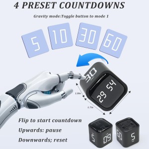 Rotating Pomodoro Timer 5,10,30, 60 Minutes Preset,Desk Productivity Flip Timer, Visual Cube Countdown Stopwatch,Custom Modes/Vibration/High/Low Volume,ADHD Timers, for Study, Work, School, Kitchen