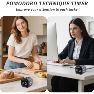 Rotating Pomodoro Timer 5,10,30, 60 Minutes Preset,Desk Productivity Flip Timer, Visual Cube Countdown Stopwatch,Custom Modes/Vibration/High/Low Volume,ADHD Timers, for Study, Work, School, Kitchen