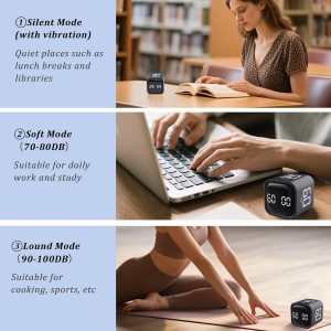 Rotating Pomodoro Timer 5,10,30, 60 Minutes Preset,Desk Productivity Flip Timer, Visual Cube Countdown Stopwatch,Custom Modes/Vibration/High/Low Volume,ADHD Timers, for Study, Work, School, Kitchen