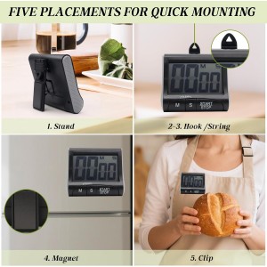 Large LCD Display Kitchen Timer -Magnetic Digital Timers,Loud Alarm,Memory and Fast Forward Function,Cooking Timers for Kitchen,Gym, Meeting, Classroom,Study,Work,Outdoor Activities(Black)