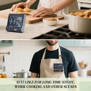 Large LCD Display Kitchen Timer -Magnetic Digital Timers,Loud Alarm,Memory and Fast Forward Function,Cooking Timers for Kitchen,Gym, Meeting, Classroom,Study,Work,Outdoor Activities(Black)