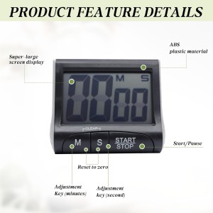 Large LCD Display Kitchen Timer -Magnetic Digital Timers,Loud Alarm,Memory and Fast Forward Function,Cooking Timers for Kitchen,Gym, Meeting, Classroom,Study,Work,Outdoor Activities(Black)