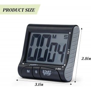 Large LCD Display Kitchen Timer -Magnetic Digital Timers,Loud Alarm,Memory and Fast Forward Function,Cooking Timers for Kitchen,Gym, Meeting, Classroom,Study,Work,Outdoor Activities(Black)
