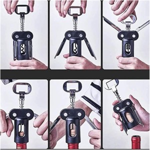 Wing Corkscrew for Red Wine Beer, Corkscrew by-Sandalwood All-in-one Bottle Opener and Foil Cutter