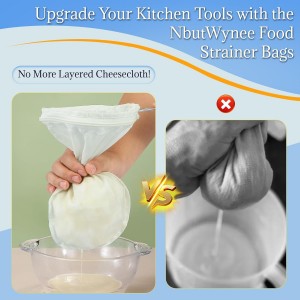 Fine Mesh Strainer, 3Pcs Reusable Cloth Strainer Bags with Stainless Steel Handle, Nut Milk Bag, Juice Strainer for Kitchen