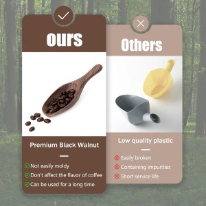 Black Walnut Coffee Scoop for Ground Coffee, Loose Tea & Bath Salts, 1 Tablespoon/15ml, Multi-Purpose Kitchen Scooping Tool for Jars, Canisters & Coffee Brewing Accessories(1pcs)