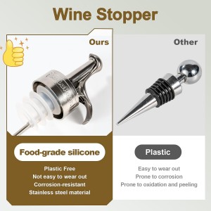 Wine Bottle Stopper, Wine Stopper & Pourer 2 in1, Champagne Stoppers, Bar Pour Bottles Reusable Wine Preserver, Suitable for Alcohol, Wine for Best Christmas and Birthday Gifts for Wine Lovers