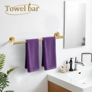6 Pieces Brushed Gold Bathroom Hardware Accessories Set, SUS304 Stainless Steel 24 Inch Bath Towel Bar Set, Round Bathroom Towel Holder Set, Towel Racks for Bathroom Wall Mounted