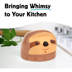 Kikkerland Sloth Timer – Fun Gadget for Home & Kitchen – 60 Minute Windup Timekeeper for Cooking