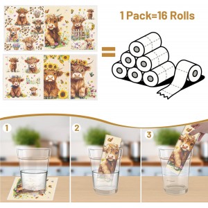 Swedish Dishcloths for Kitchen, 6PCS Floral Highland Cow Swedish Dish Cloths Gift Set, Reusable Washable Absorbent Dish Towel for Home Cleaning