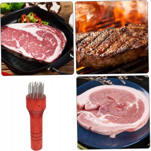 1Pc Household Meat Tenderizer Tool Needle Meat Pounding Machine for Kitchen Ergonomic Non Skid Handle Meat Loosening Device for Steak Red Handle Design