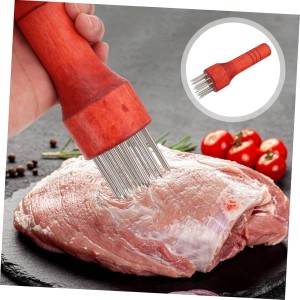 1Pc Household Meat Tenderizer Tool Needle Meat Pounding Machine for Kitchen Ergonomic Non Skid Handle Meat Loosening Device for Steak Red Handle Design