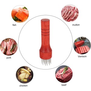 1Pc Household Meat Tenderizer Tool Needle Meat Pounding Machine for Kitchen Ergonomic Non Skid Handle Meat Loosening Device for Steak Red Handle Design
