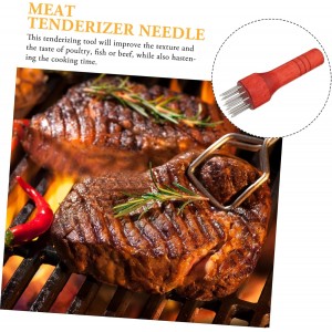 1Pc Household Meat Tenderizer Tool Needle Meat Pounding Machine for Kitchen Ergonomic Non Skid Handle Meat Loosening Device for Steak Red Handle Design